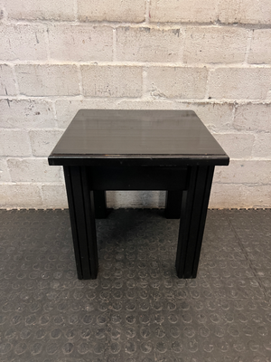 Sleek Black Square Wooden Stool