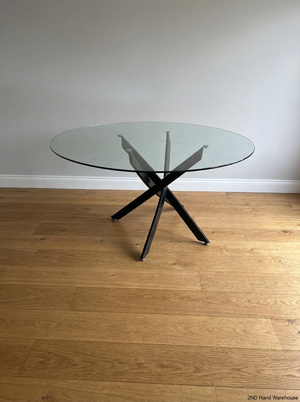 Decofurn 160cm Glass Dining Table - Damaged Leg Fittings - 2ndhandwarehouse.com