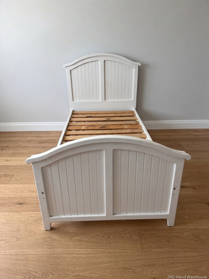 White Single Bed Frame with Slatted Base — Used Overall Good Condition