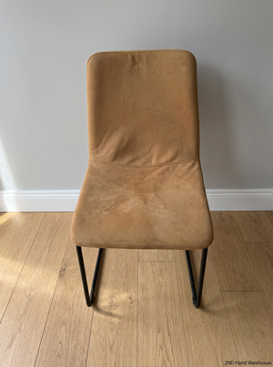 Pair of Mustard Dining Chairs - Upholstery Wear & Base Rust - 2ndhandwarehouse.com
