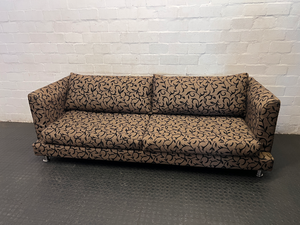 Contemporary Patterned Three-Seater Couch in Mocha & Black - 2ndhandwarehouse.com