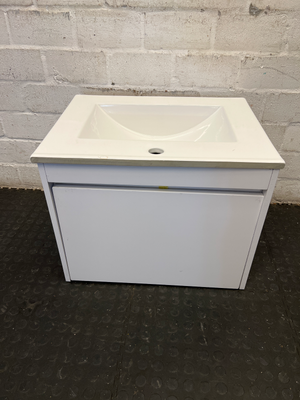 Modern White Ceramic Drop-In Bathroom Sink & Vanity Unit - 2ndhandwarehouse.com