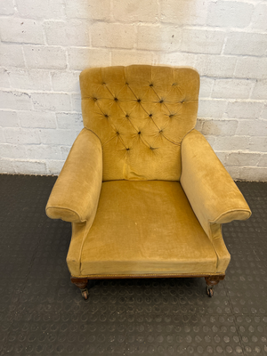 Vintage Tufted Corduroy Armchair in Mustard Gold - 2ndhandwarehouse.com
