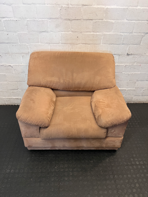 Plush Beige Suede One-Seater Couch - Good Condition - 2ndhandwarehouse.com