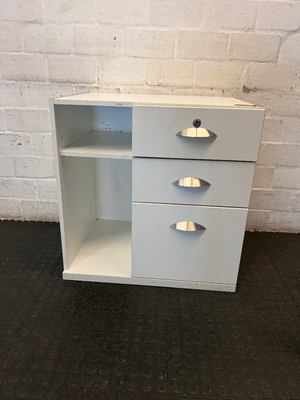 White Desk Pedestal with 3 Drawers - Visible Surface Wear - 2ndhandwarehouse.com