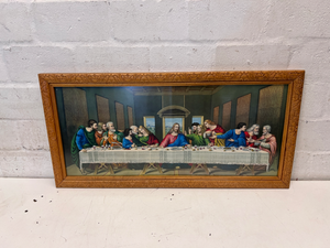 Framed Last Supper Artwork in Carved Wooden Frame — Clean and Tested - 2ndhandwarehouse.com