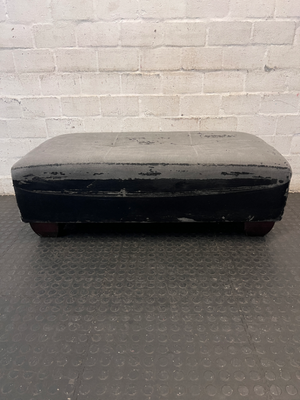 Button-Tufted Rectangular Ottoman with Wooden Feet — Significant Peeling and Surface Wear - 2ndhandwarehouse.com
