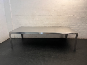 Brushed Aluminium Industrial Dining Table — Well-Maintained Condition - 2ndhandwarehouse.com