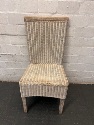 Woven Wicker Dining Chair with Wooden Detail - 2ndhandwarehouse.com