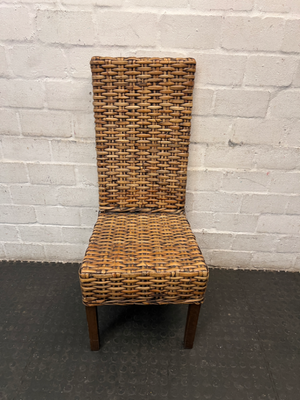 High-Back Woven Rattan Dining Chair - 2ndhandwarehouse.com