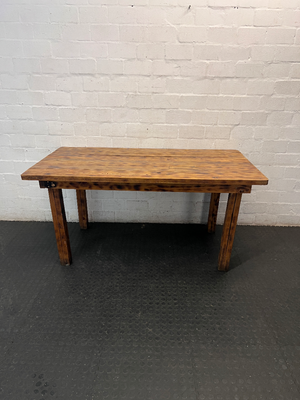 Slatted Pine Dining Table in Chestnut Finish — Good Working O - 2ndhandwarehouse.com