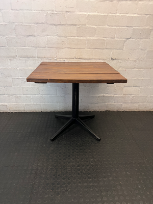 Square Wooden Top Cafe Table with Black Pedestal Base - 2ndhandwarehouse.com