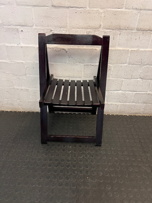 Dark Wood Slatted Folding Chair - 2ndhandwarehouse.com
