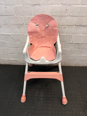 Cushioned Baby High Chair in White and Peach — Clean and Functional Condition