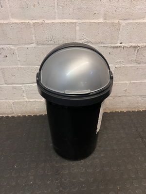 Black and Silver Flip-Lid Plastic Bin