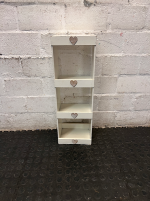 Slim Wooden 4-Tier Shelf with Heart Detail