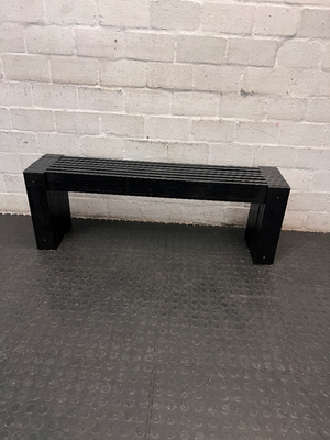 Contemporary Black Wooden Slatted Bench
