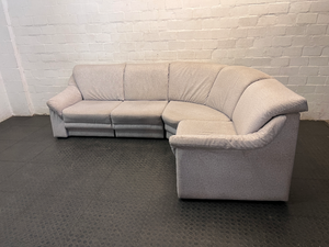 Grey Fabric Corner 4 Seater Couch — Fair Condition with General Wear
