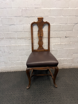 Weylandts Wood and Leather Dining Chair — One Chair Chipped at Top
