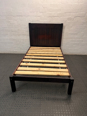 Black Wooden Single Bed Frame — Good Condition with Included Mattress