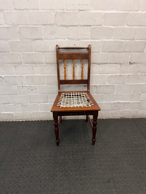 Vintage Dark Wood Dining Chair with Spindle Detail
