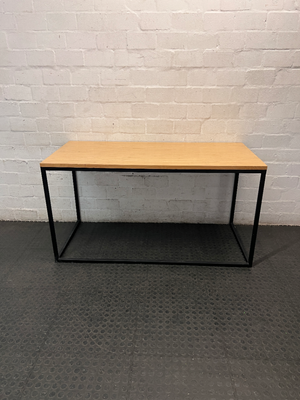 Modern Wood Top Office Desk with Black Metal Frame — Used; Fair Condition