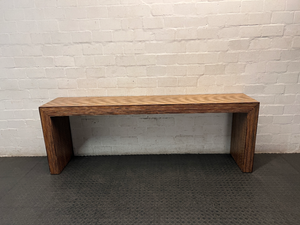 Contemporary Layered Wood Console Table — Used; Fair Condition