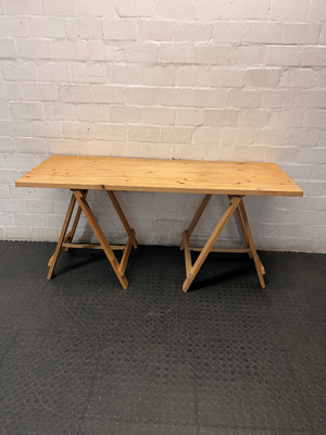 Practical Pine Wood Trestle Table — Used; Fair Condition