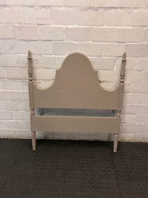 Grey Painted Single Headboard with Scalloped Top — Good Condition