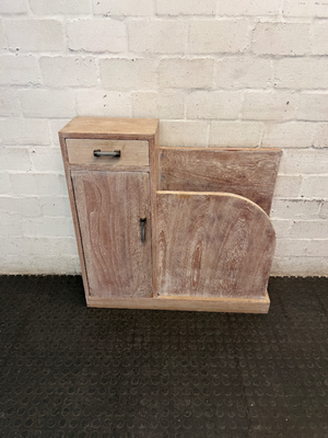 Whitewashed Asymmetric Wooden Storage Cupboard