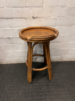 Bamboo and Cane Round Side Table