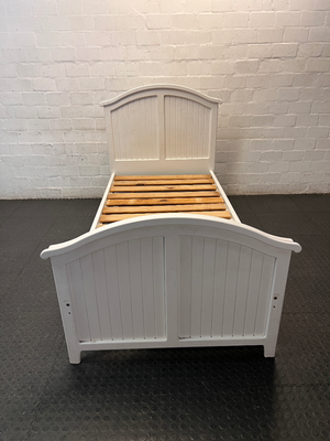 White Single Bed Frame with Slatted Base — Used Overall Good Condition