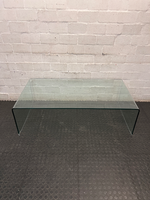 Curved Waterfall Glass Coffee Table — Good Condition