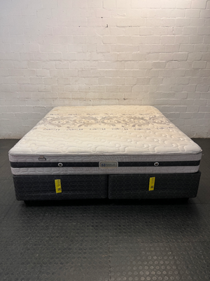 Sealy King Mattress and Split Base Set — Fair Condition