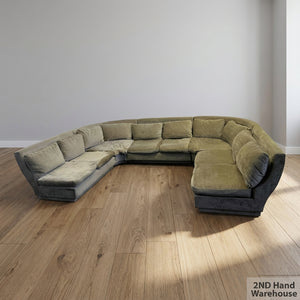 Retro U-Shaped Plush Sectional Sofa - Sage Green - Fair used