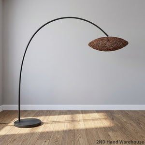 Unique Arc Floor Lamp with Textured Disc Shade