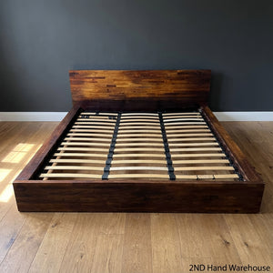 Modern Solid Wood King Bed Frame with Headboard