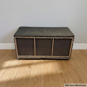 Charming Woven Storage Bench with Cushioned Top ✨