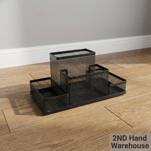 Black Mesh Multi-Compartment Desk Organizer - 2ndhandwarehouse.com