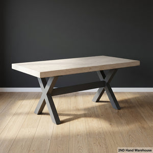 Modern Rustic Dining Table with X-Frame Base