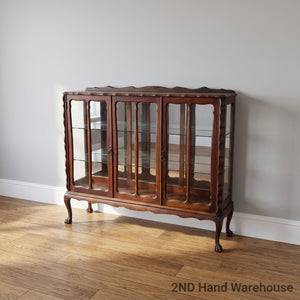 Elegant Vintage Wood & Glass Display Cabinet