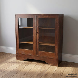 Vintage Wooden Display Cabinet with Glass Doors
