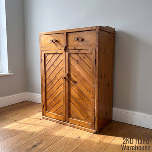 Missing the bottom base-Rustic Pine Storage Cabinet with Drawers | Vintage Wood Cupboard