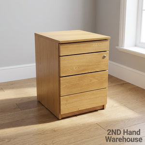 Light Wood Effect 4-Drawer Filing Cabinet with Lock - 2ndhandwarehouse.com