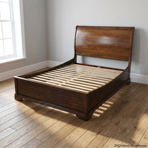 Elegant Sleigh Design Wooden Queen Bed Frame