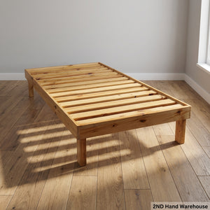 Sturdy Pine Wood Single Bed Frame - 2ndhandwarehouse.com