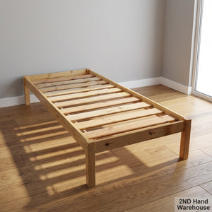 Sturdy Wooden Single Bed Frame with Slats - 2ndhandwarehouse.com