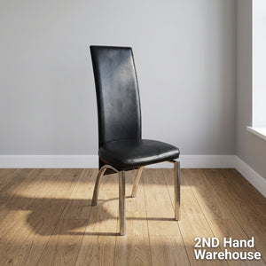 Sleek Black Faux Leather Dining Chair - 2ndhandwarehouse.com