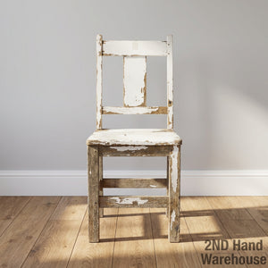 Rustic White Shabby Chic Wooden Chair - Distressed Charm - 2ndhandwarehouse.com