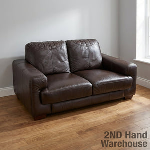 Comfy Brown Leather 2-Seater Sofa - 2ndhandwarehouse.com